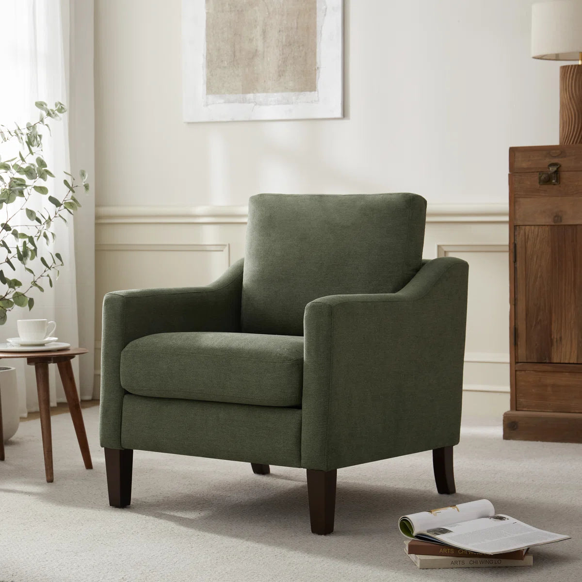 Armchair With Solid Wood Legs