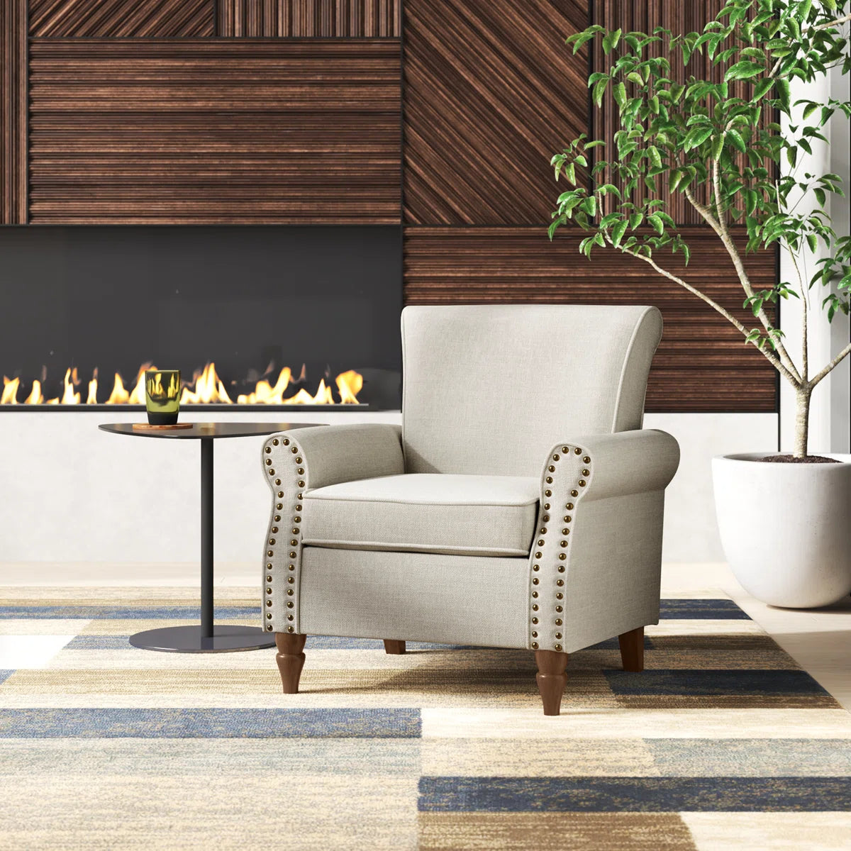 Mooresville Upholstered Armchair with Solid Wood Legs