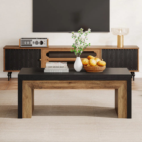 47.2" Rectangle Coffee Table For Living Room, Two-Tone Center Table
