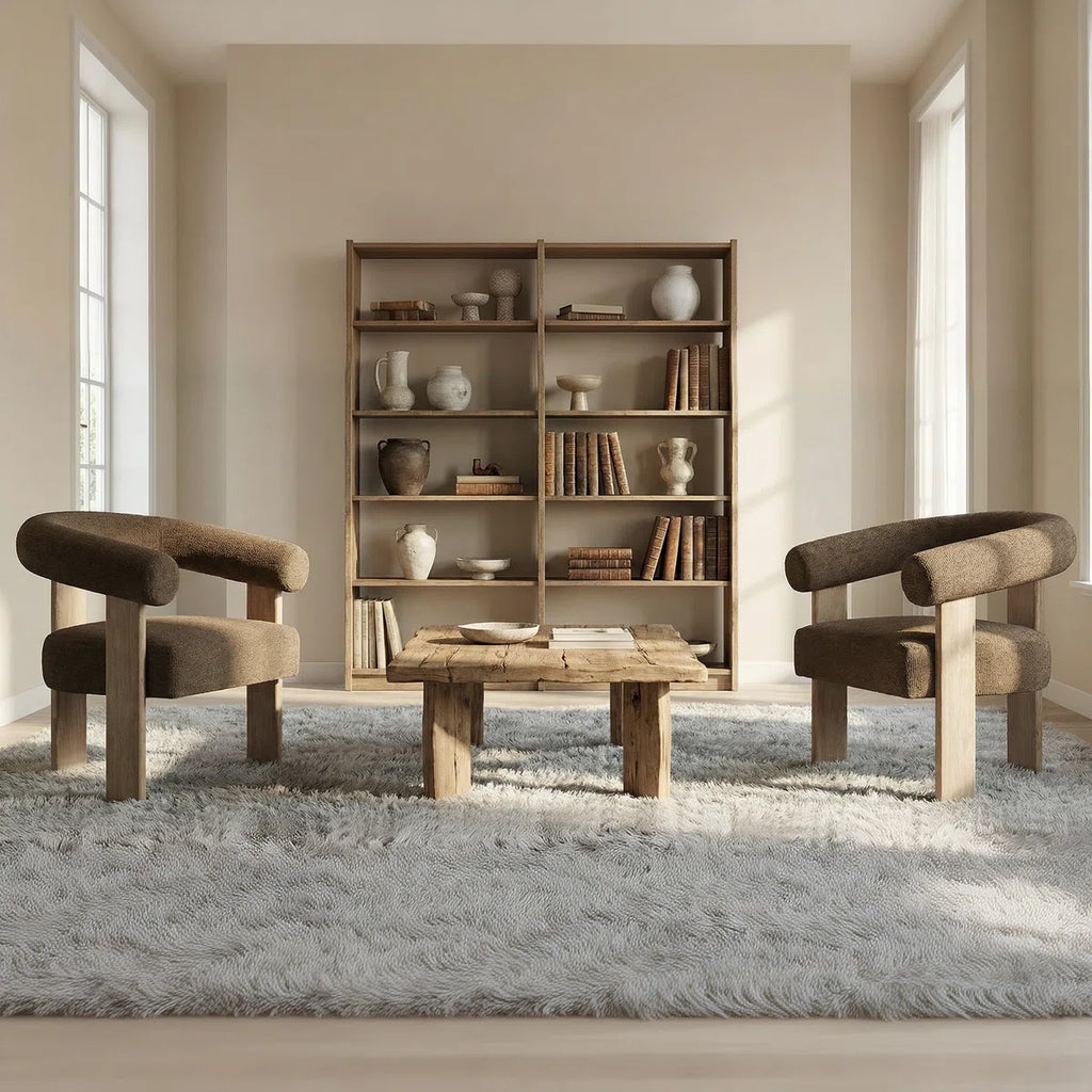 Modern Barrel Back Accent Chair with Solid Wood Three-Leg Frame