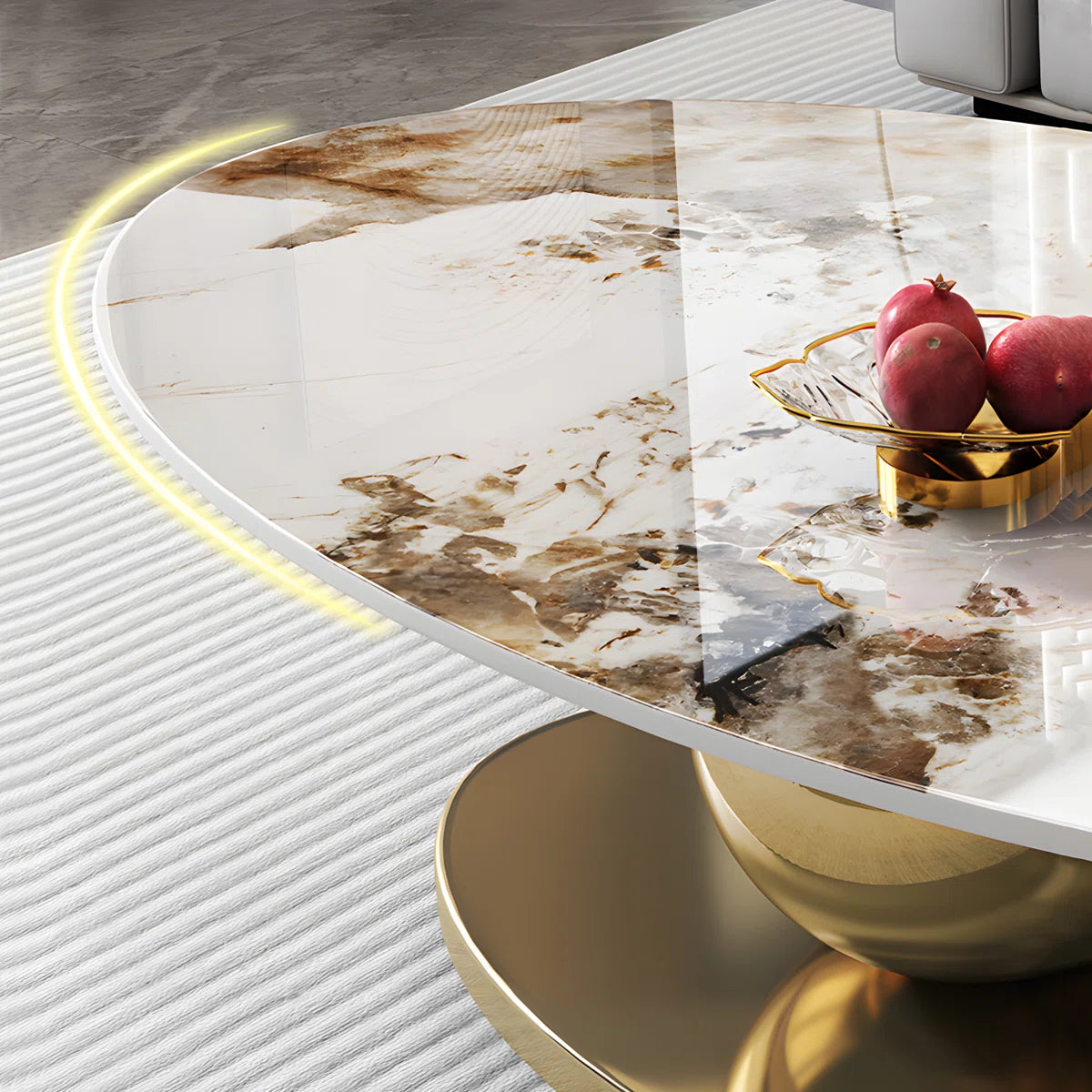 Delvan Oversize 51.2'' L Oval Countertop Coffee Table With Stainless Steel Base