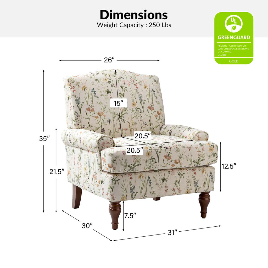 Mooresville 31'' W Traditional Upholstered Armchair with Solid Wood Legs
