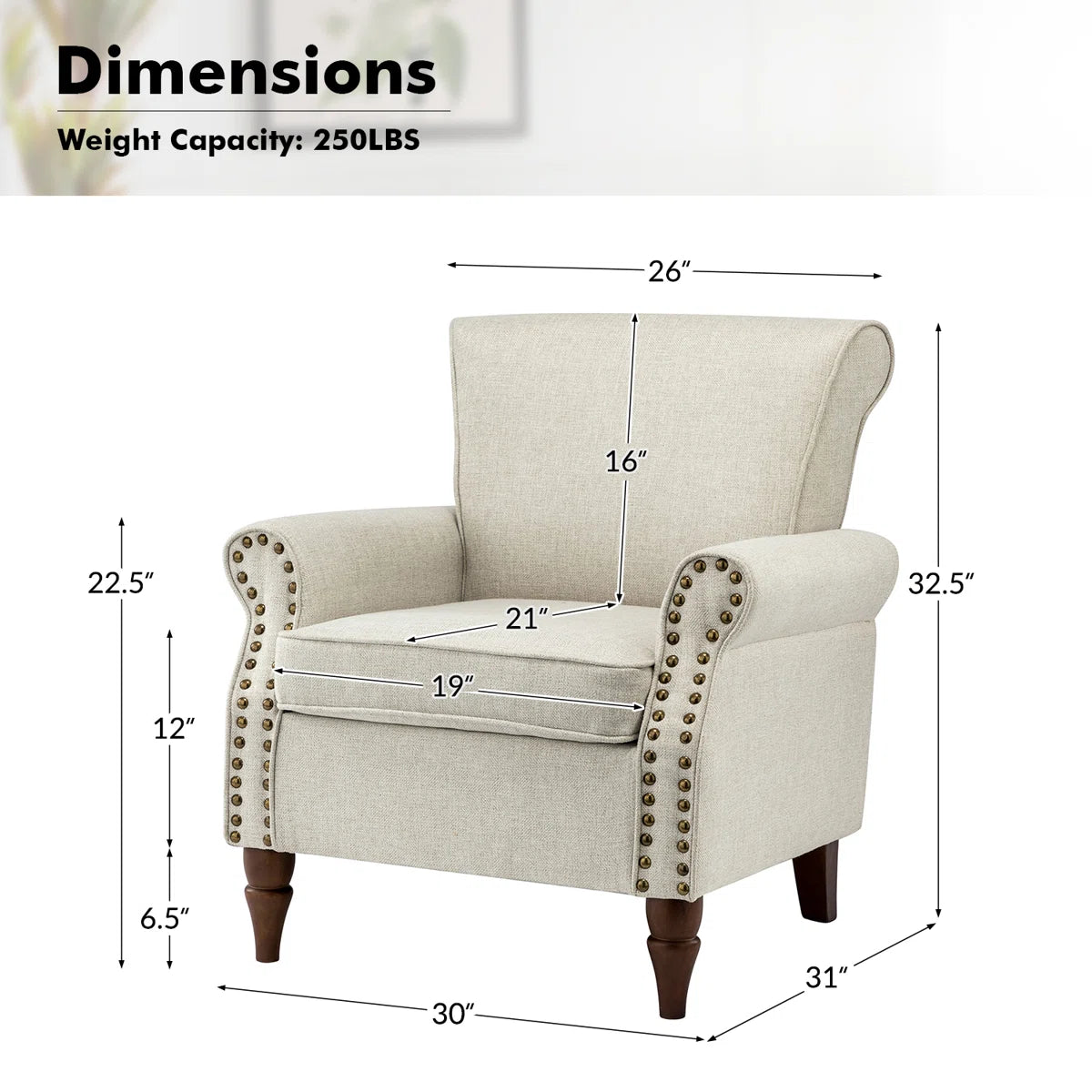 Mooresville Upholstered Armchair with Solid Wood Legs