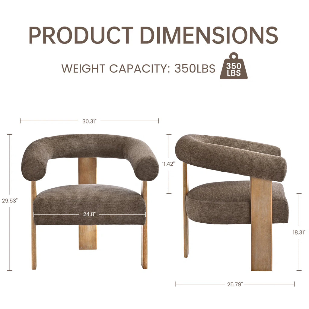 Modern Barrel Back Accent Chair with Solid Wood Three-Leg Frame