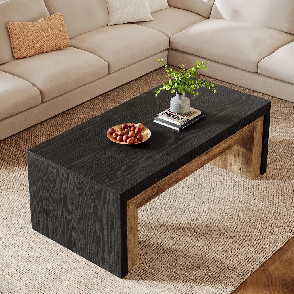 47.2" Rectangle Coffee Table For Living Room, Two-Tone Center Table