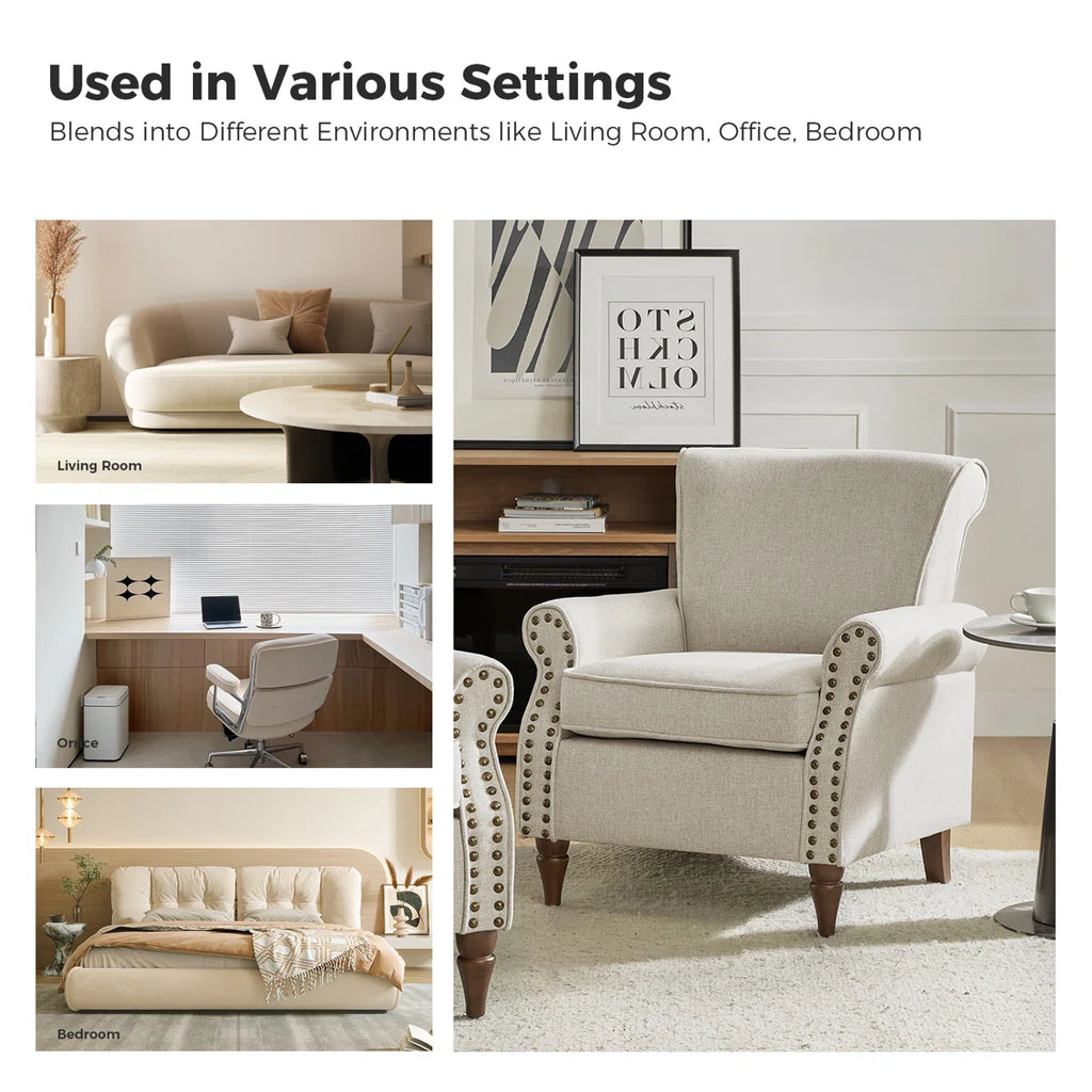 Mooresville Upholstered Armchair with Solid Wood Legs