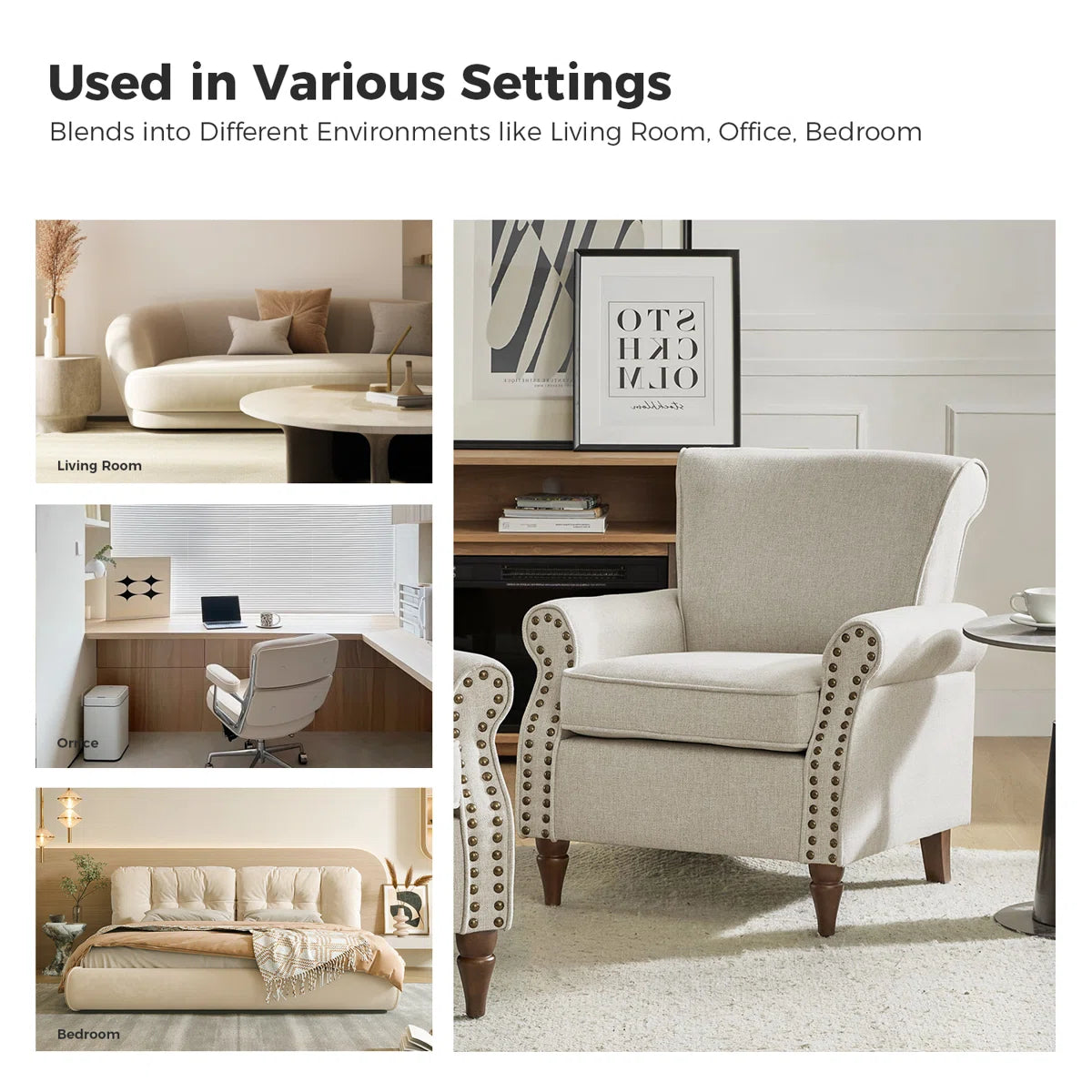 Mooresville Upholstered Armchair with Solid Wood Legs