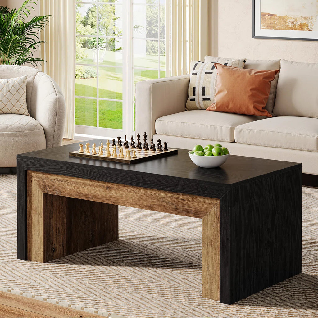 47.2" Rectangle Coffee Table For Living Room, Two-Tone Center Table