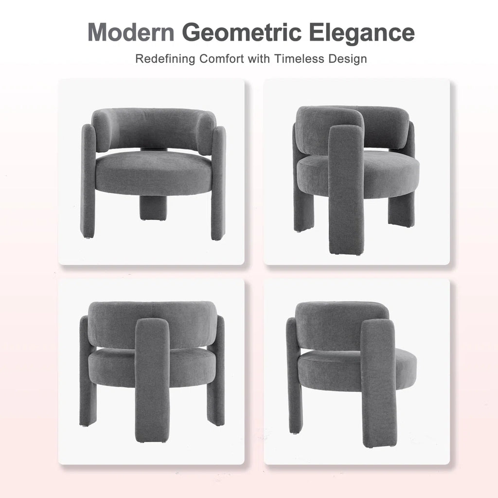 33" Modern Accent Chair with Curved Backrest and Three-Leg Base
