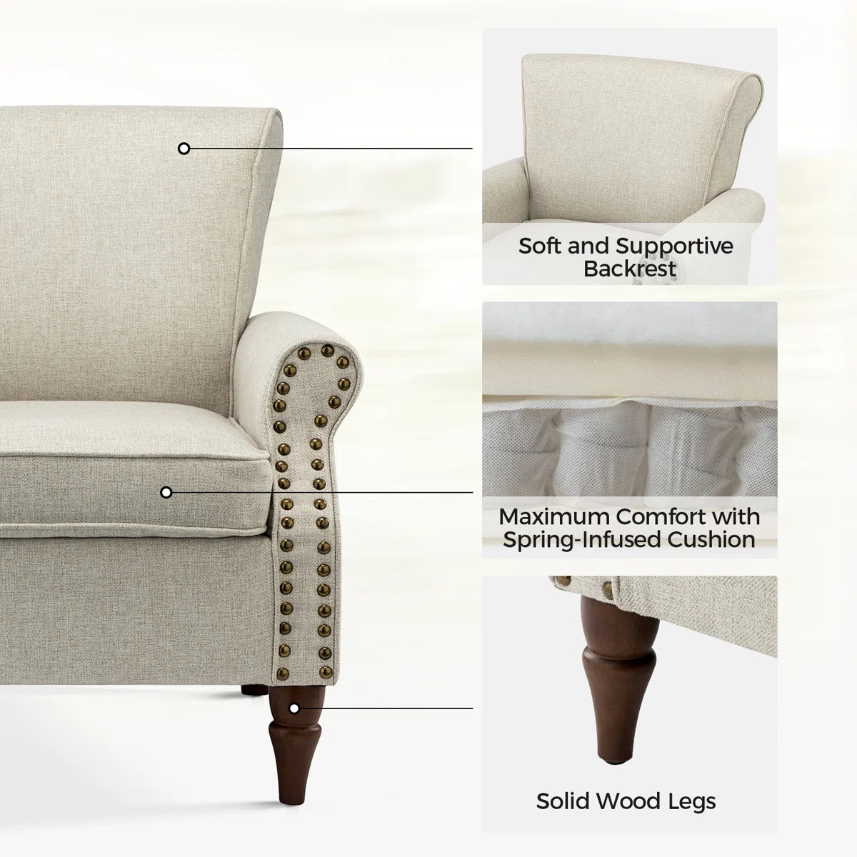 Mooresville Upholstered Armchair with Solid Wood Legs